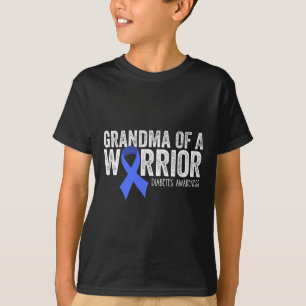 Grandma of a Warrior T1D Diabetic Blue Ribbon Supp T-Shirt