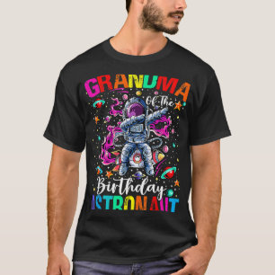 Grandma Of Birthday Astronaut Boy Colourful Space T-Shirt