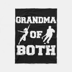 Grandma Of Both Funny Hockey And Dance Grandma Fleece Blanket
