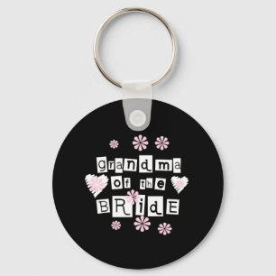 Grandma of Bride White on Black Keychain
