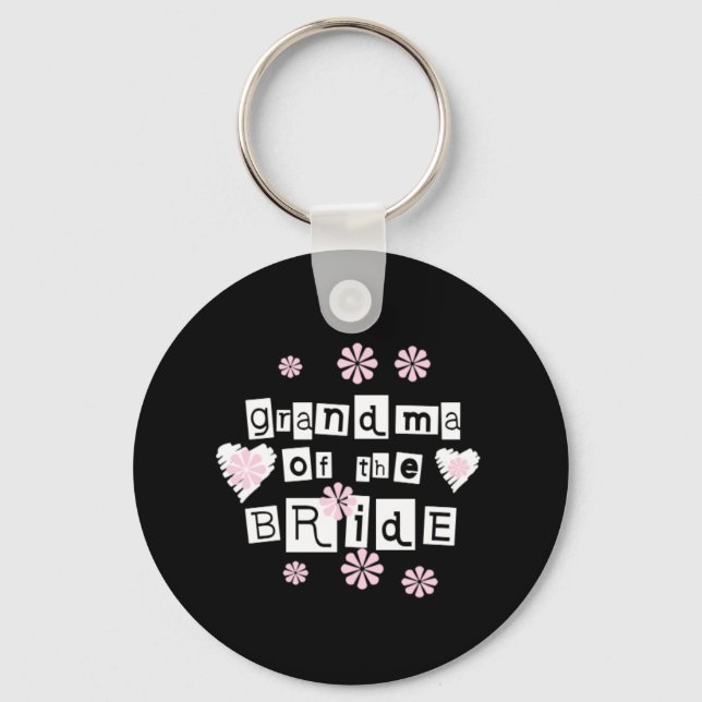 Grandma of Bride White on Black Keychain (Front)