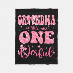 Grandma of Little Miss Onederful Bow 1st Birthday Fleece Blanket