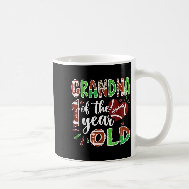 Grandma Of The 1 Year Old Football 1st Birthday Bo Coffee Mug (Right)