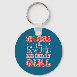 Grandma Of The Berry First Birthday Girl Strawberr Keychain