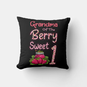 Grandma Of The Berry Sweet One Strawberry First 1s Throw Pillow