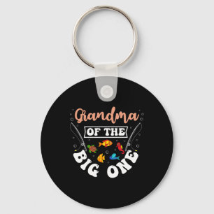 Grandma Of The Big One Fishing Birthday Party Bday Keychain