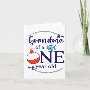 Grandma Of The Big One Fishing Boy First Birthday Card