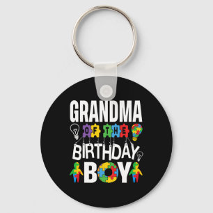 Grandma Of The Birthday Boy Autism Keychain