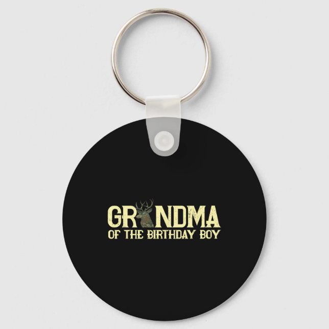 Grandma Of The Birthday Boy Deer Hunter Camouflage Keychain (Front)