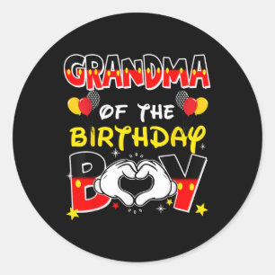 Grandma Of The Birthday Boy Family Party Decor Mat Classic Round Sticker