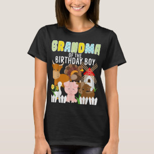 Grandma Of The Birthday Boy Farm Animals Barnyard  T-Shirt