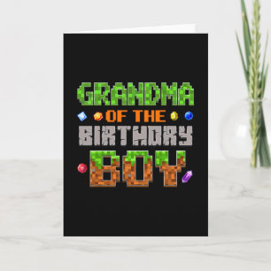 Grandma Of The Birthday Boy Party Video Gamer Pixe Card
