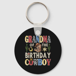 Grandma Of The Birthday Cowboy Rodeo Western  Keychain