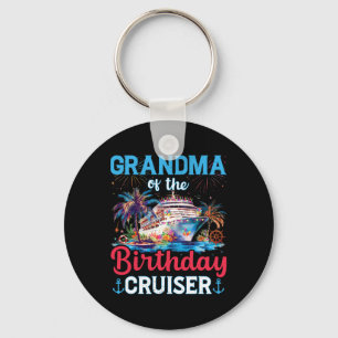 Grandma Of The Birthday Cruiser Funny Cruise Birth Keychain