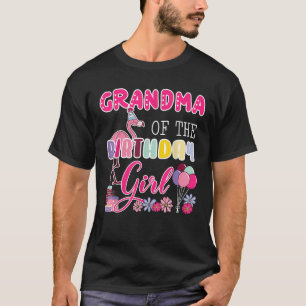 Grandma Of The Birthday Girl Flamingo Theme Party T-Shirt