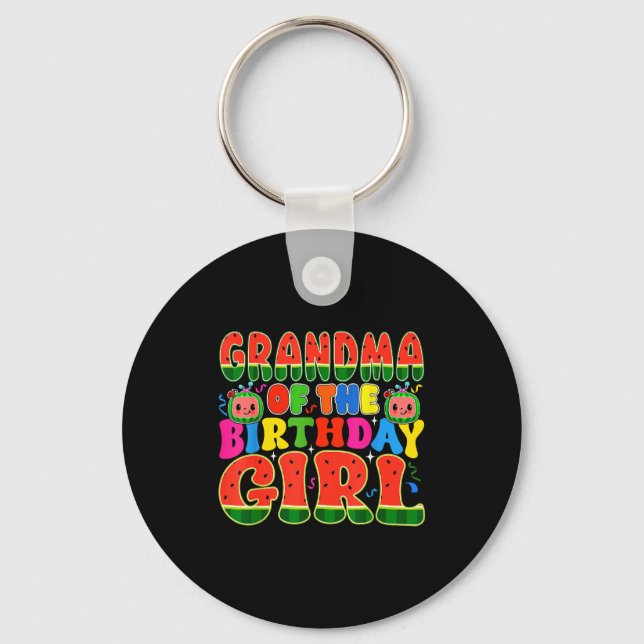 Grandma Of The Birthday Girl Melon Family Matching Keychain (Front)