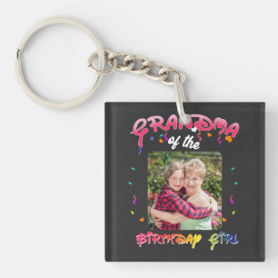 Grandma of the Birthday Girl Personalized Birthday Keychain