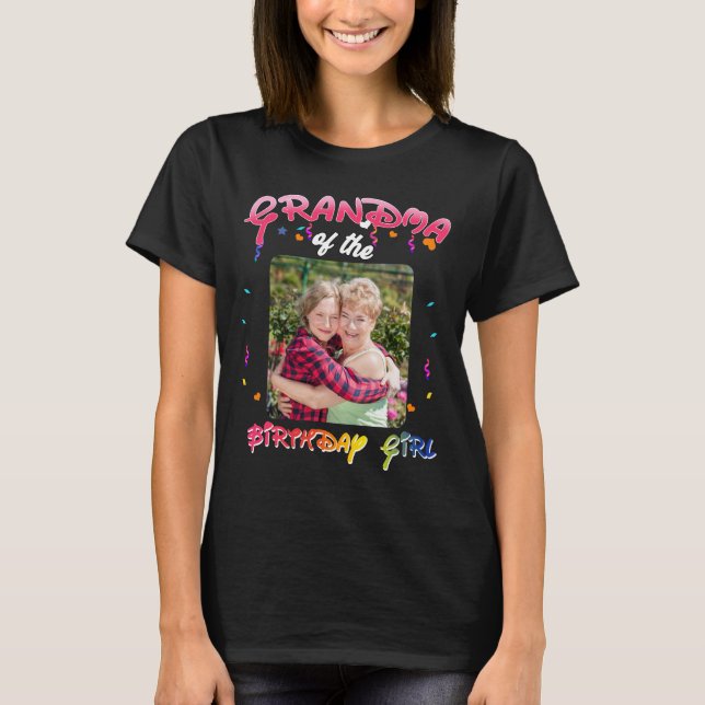 Grandma of the Birthday Girl Personalized Birthday T-Shirt (Front)