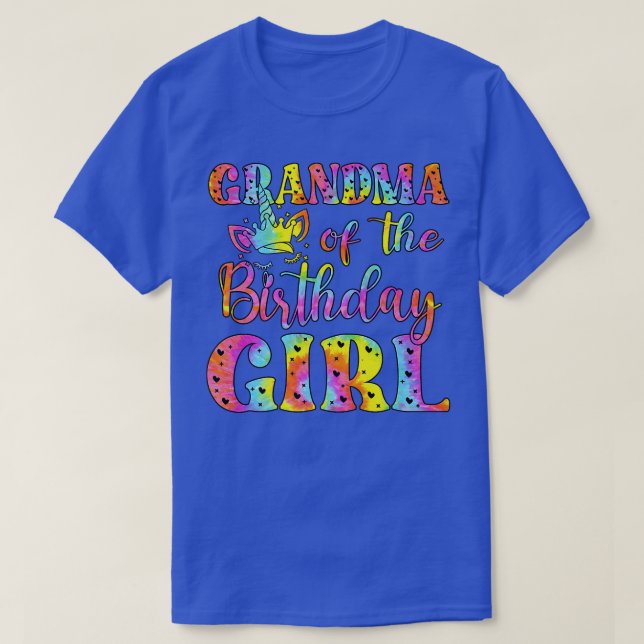 Grandma Of The Birthday Girl  Unicorn Nana Tie Dye T-Shirt (Design Front)