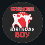 Grandma Of The Birthday Karate Taekwondo Boy Marti Classic Round Sticker<br><div class="desc">Grandma Of The Birthday Karate Taekwondo Boy Martial Arts</div>
