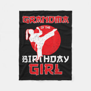 Grandma Of The Birthday Karate Taekwondo Girl Fleece Blanket