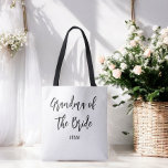 Grandma of the Bride Black White Wedding  Tote Bag<br><div class="desc">Grandma of The Bride Wedding Tote Bag in Black and White,  Good for Weddings,  Bridal Party,  Rehearsal Dinner. Check out more products with this design in the collection below.</div>