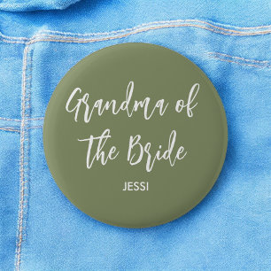 Grandma of the Bride Sage Green White 2 Inch Round Button