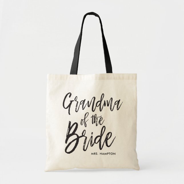 Grandma of the Bride | Script Style Custom Wedding Tote Bag (Front)