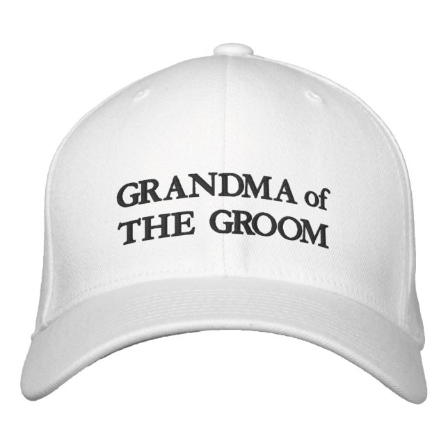 Grandma of the Groom black and white chic wedding Embroidered Hat (Front)
