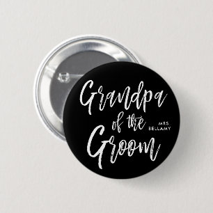 Grandma of the Groom   Script Style Custom Black 2 Inch Round Button