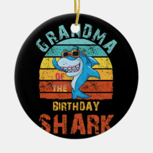Grandma of the Shark Birthday Matching Family Ceramic Ornament