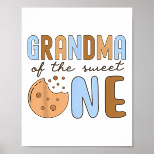 Grandma Of The Sweet One Cookies And Milk 1st Birt Poster