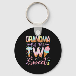 Grandma Of The Two Sweet 2nd Birthday Girl Ice Cre Keychain