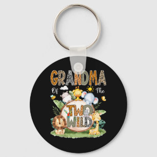 Grandma Of The Two Wild 2nd Birthday Boy Jungle Keychain