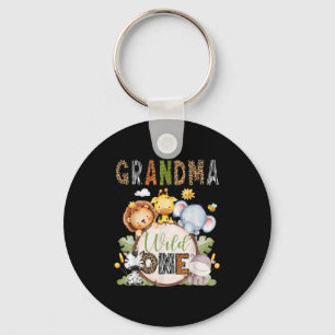 Grandma Of The Wild One 1st Birthday Boy Jungle Sa Keychain