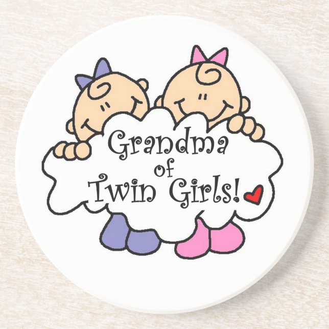Grandma of Twin Girls Gifts Coaster (Front)