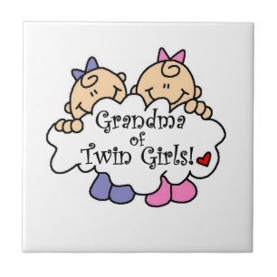 Grandma of Twin Girls Gifts Tile
