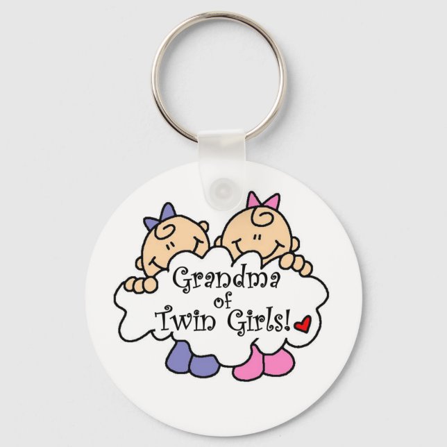 Grandma of Twin Girls Keychain (Front)