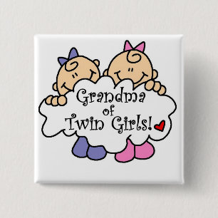 Grandma of Twin Girls Tshirts and Gifts 2 Inch Square Button