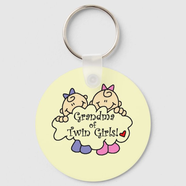 Grandma of Twin Girls Tshirts and Gifts Keychain (Front)