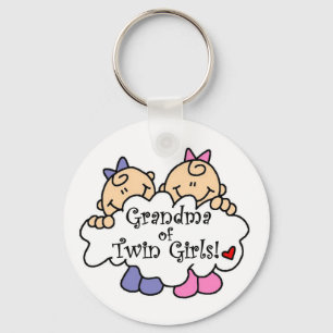 Grandma of Twin Girls Tshirts and Gifts Keychain