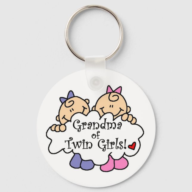 Grandma of Twin Girls Tshirts and Gifts Keychain (Front)