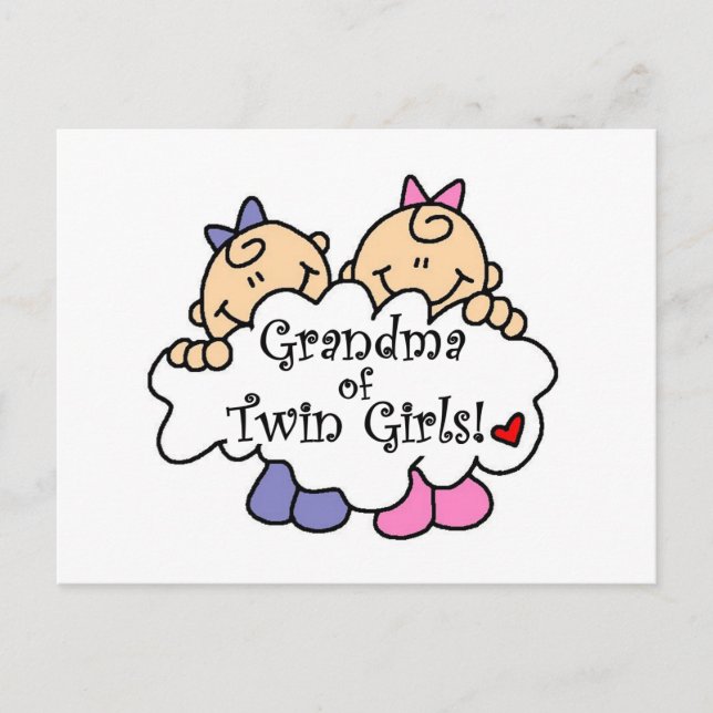 Grandma of Twin Girls Tshirts and Gifts Postcard (Front)