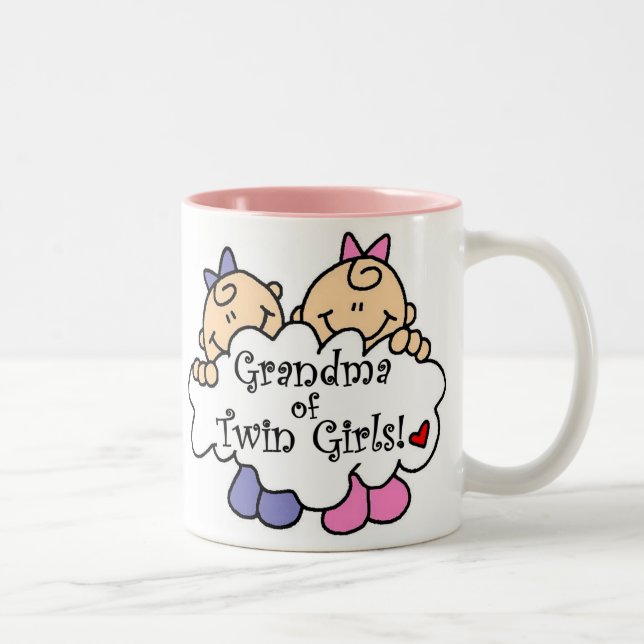 Grandma of Twin Girls Tshirts and Gifts Two-Tone Coffee Mug (Right)