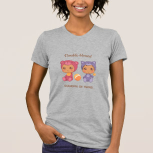 Grandma of Twins Baby Cat Bear Jumpsuit T-Shirt