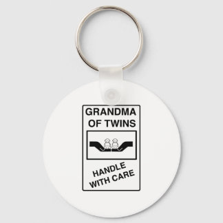 Grandma of Twins Handle With Care Keychain