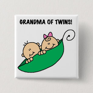 Grandma of Twins Peas in a Pod Tshirts and Gifts 2 Inch Square Button