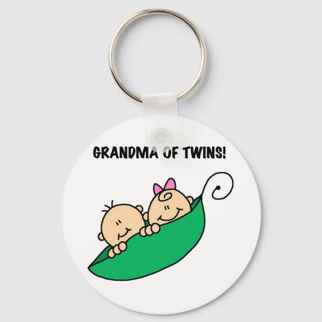 Grandma of Twins Peas in a Pod Tshirts and Gifts Keychain (Front)