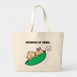 Grandma of Twins Tshirts and Gifts Large Tote Bag