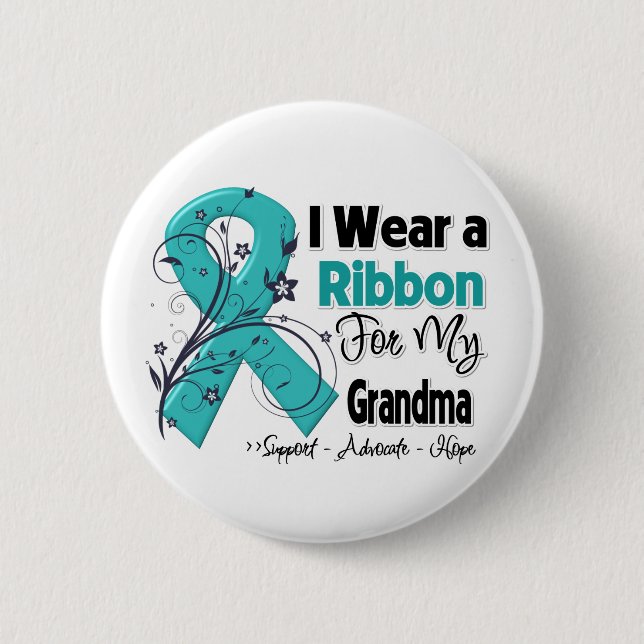 Grandma - Ovarian Cancer Ribbon 2 Inch Round Button (Front)